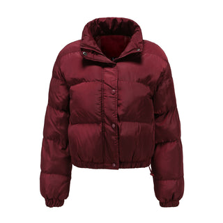 Buy wine-red Long Sleeve High Collar Warm Coat