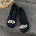 Women's Round Toe Flat Shoes With Floral Metal Decoration