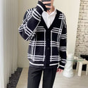 Striped Knitted Cardigan Coat Retro Men