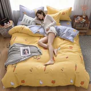 Buy carrots Cotton Thickened Four-piece Dormitory Bed Sheet And Quilt Cover