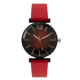 Buy red Women&#39;s Fashion Gradient Silicone Casual Watch