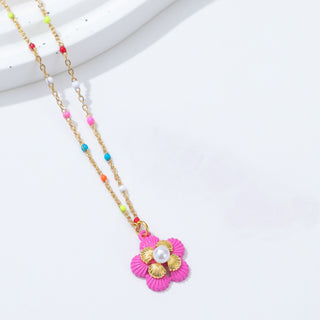 Buy one-pink-bottom Bead Dripping Oil Stainless Steel Necklace And Pendant Niche