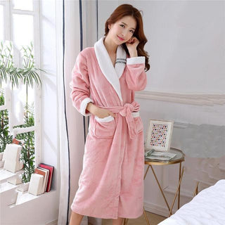 Buy women6 Winter Flannel Lovers Robe Gown Elegant Solid Casual Sleepwe