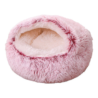 Buy gradient-roseo Deep Sleep Half-pack Semi-enclosed Dual-use Plush Round Pet Bed