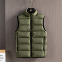 Men's Fashionable Handsome Warm Solid Color Cotton Vest Stand Collar