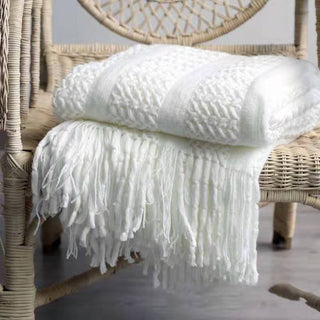 Buy white Sofa Blanket Bed Runner Solid Color Office Blanket Knitted Small Blanket Decoration B &amp; B Bed Blanket