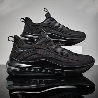 Buy black New Men&#39;s Breathable Sports Flying Knitted Shoes With Air Cushion