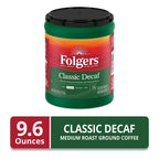 Folgers Decaf Coffee, Ground Coffee, Classic Medium Roast, 9.6 oz Canister