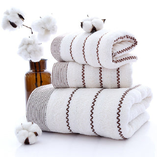 Buy white-water-pattern Cotton Three-piece Towel Veneer Cloth Thickened Hotel Bath Towel Embroidery