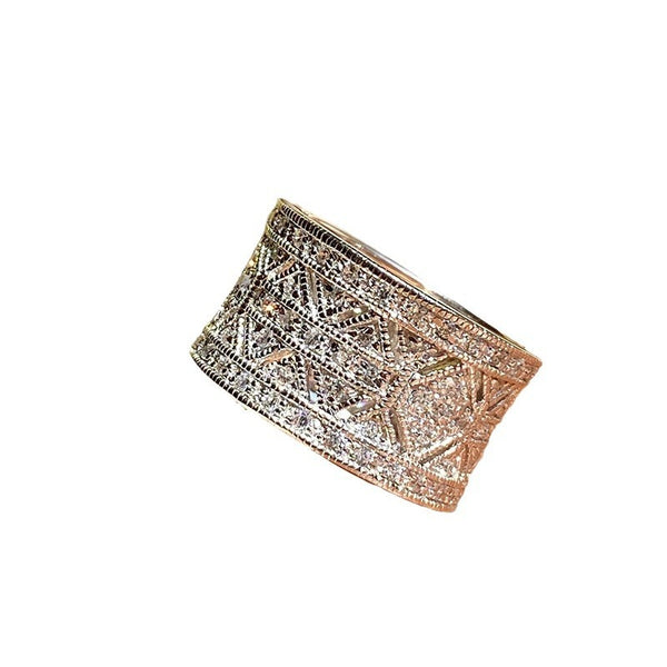 Vintage Zircon Wide Ring Pattern Female