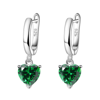 Buy green-earrings Female Personality Creative Zircon Heart-shaped Pendant Chain Three-piece Suit