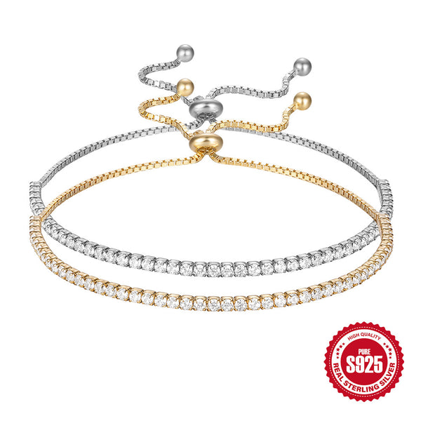 S925 Sterling Silver Fashionable All-match Elegant Single Row Tennis Zircon Women's Bracelet