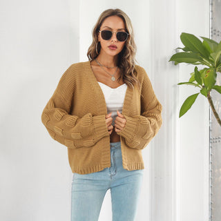 Women's Puff Sleeve Cardigan Sweater