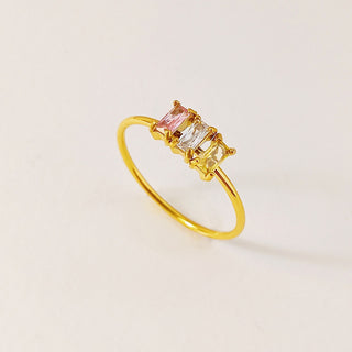 Buy pink-white-yellow European And American Entry Lux Personality Three-color Zircon Ring Fashion Temperament