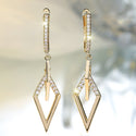 Champagne Gold White Diamond Rhombus Earrings