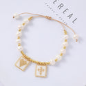 Peach Heart Bead Tag Steel Ball Freshwater Pearl Bracelet