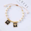 Peach Heart Bead Tag Steel Ball Freshwater Pearl Bracelet