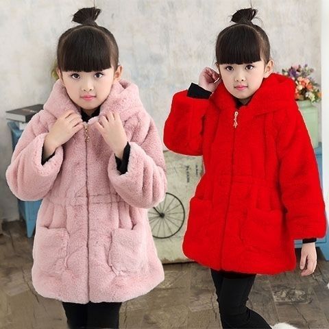 Plush Padded Children's Clothing Girls Wool Sweater Coat