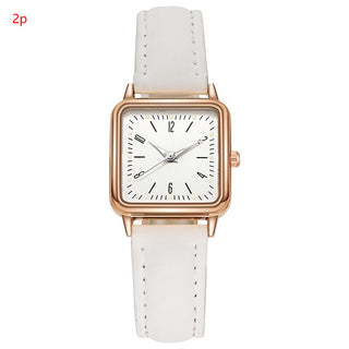 Buy white-2pcs Women&#39;s Quartz Watch Luminous Small Square Digital