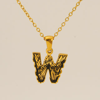 Buy gold-w Letter Necklace Titanium Steel No Fading Women