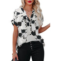 Women's Floral Print Short Sleeve Shirt