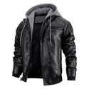 Hooded Jacket With Zipper Pockets Fashion Warm Pu Leather Coat