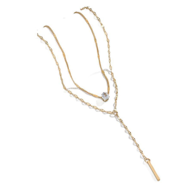 Y-shaped Tassel Rhinestone Necklace Niche Multi-layer