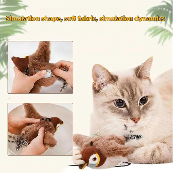 Interactive Chirping Bird Cat Toy, New Flying Interactive Flapping Chirping Bird Cat Toy, Flapping Bird Cat Toy For Indoor Bored Cats, Flapping Bird Cat Toy
