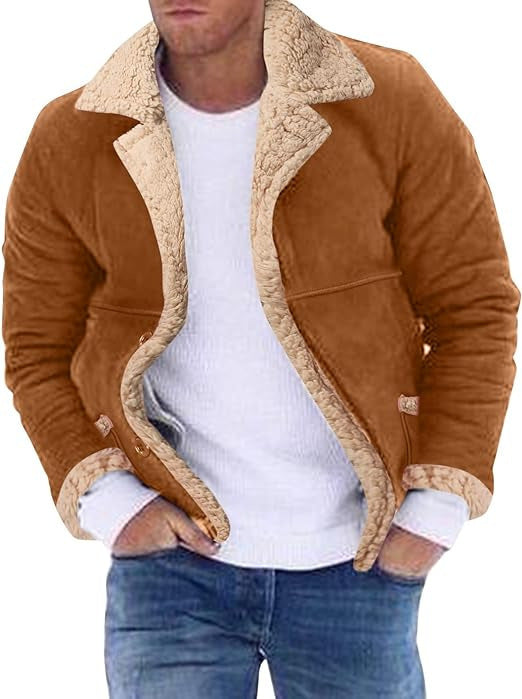 Men's Fur Integrated Fleece-lined Padded Jacket