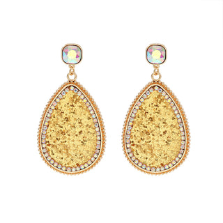 Buy gold Creative Retro Alloy Diamond Colorful Crystals Earrings For Women