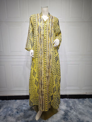 Buy yellow Women&#39;s Fashion Dress Dubai Robe