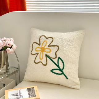 Buy moth-orchid Nordic Cream Style Brown Simple Flower Embroidered Sofa Bedroom Bedside Decorative Pillowcase