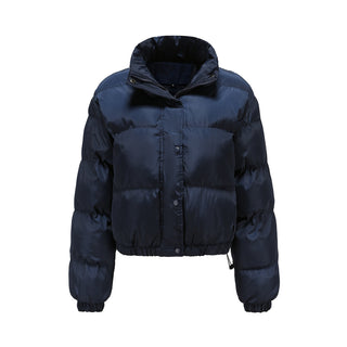 Buy dark-blue Long Sleeve High Collar Warm Coat