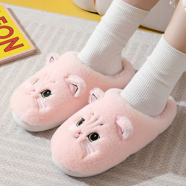 Unisex Kitty Cartoon Cotton Slippers