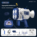 Bubble Gun Rocket Soap Bubble Machine Electric Space Launcher Continues To Produce Bubbles With LED Light