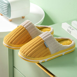 Buy yellow Unisex Winter Slippers Corduroy Shoes Couples Bedroom Slippers