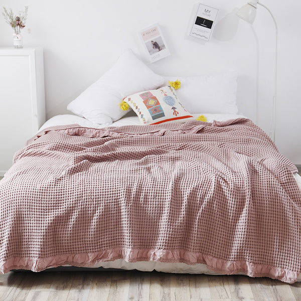 Korean Cotton Waffle Leisure Blanket Bedroom Bed Blanket Sofa Nap Summer Blanket Towel Siesta Nap Blanket