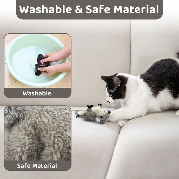 Pet Toys, Cat Catnip Toys Flapping Squirrel, Rechargeable Touch Activated Kitten Toys, Lifelike Interactive Cats Toy Indoor, Cat Kicker Plush Toys For All Breeds Universal interactive Toy Cat Toys