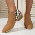 Women's Fashion Leopard Print Chunky Heel Back Zipper Shoes