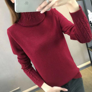 Buy wine-red Women&#39;s Turtleneck Sweater Pullover Thickened