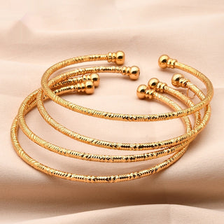 Buy b136 Bridal 24k Gold Plated Bracelet Ornament Women&#39;s Wedding Bell Leaf Pendant Bangle Jewelry