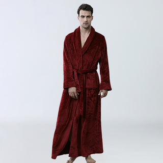 Buy wine-red Men's Winter Coral Fleece Nightgown
