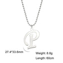 Polished Cut Steel Color 26 Letters Pendant Stainless Steel Necklace