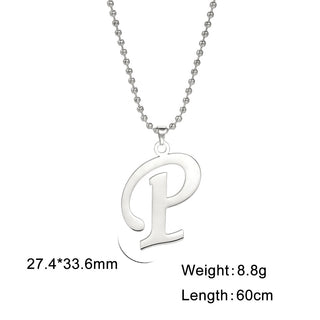 Buy p Polished Cut Steel Color 26 Letters Pendant Stainless Steel Necklace