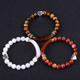 Fashion Striped Red Agate Heart Bracelet Women