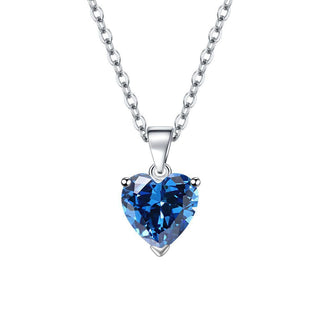 Buy blue-pendant Female Personality Creative Zircon Heart-shaped Pendant Chain Three-piece Suit