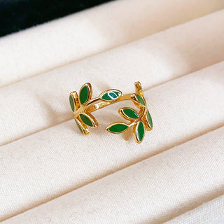 Buy green New Oil Dripping Leaves Open Ring Retro