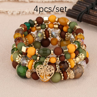 Buy new-mix Multi-layer Hollow Heart Pendant Tassel Bracelet Suit