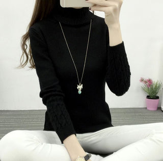 Buy black Women&#39;s Turtleneck Sweater Pullover Thickened