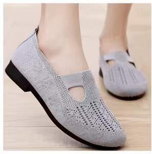 Buy gray Women Breathable Mesh Flats Shoes